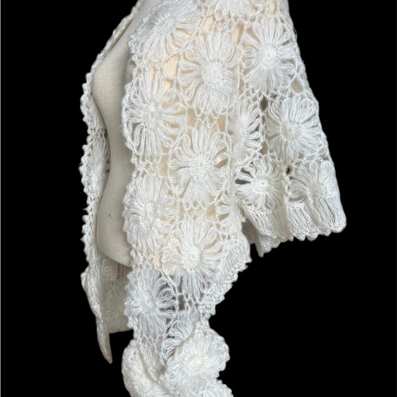 Sweaters - Vintage 1930’s Elegant Soft White Crochet Shawl